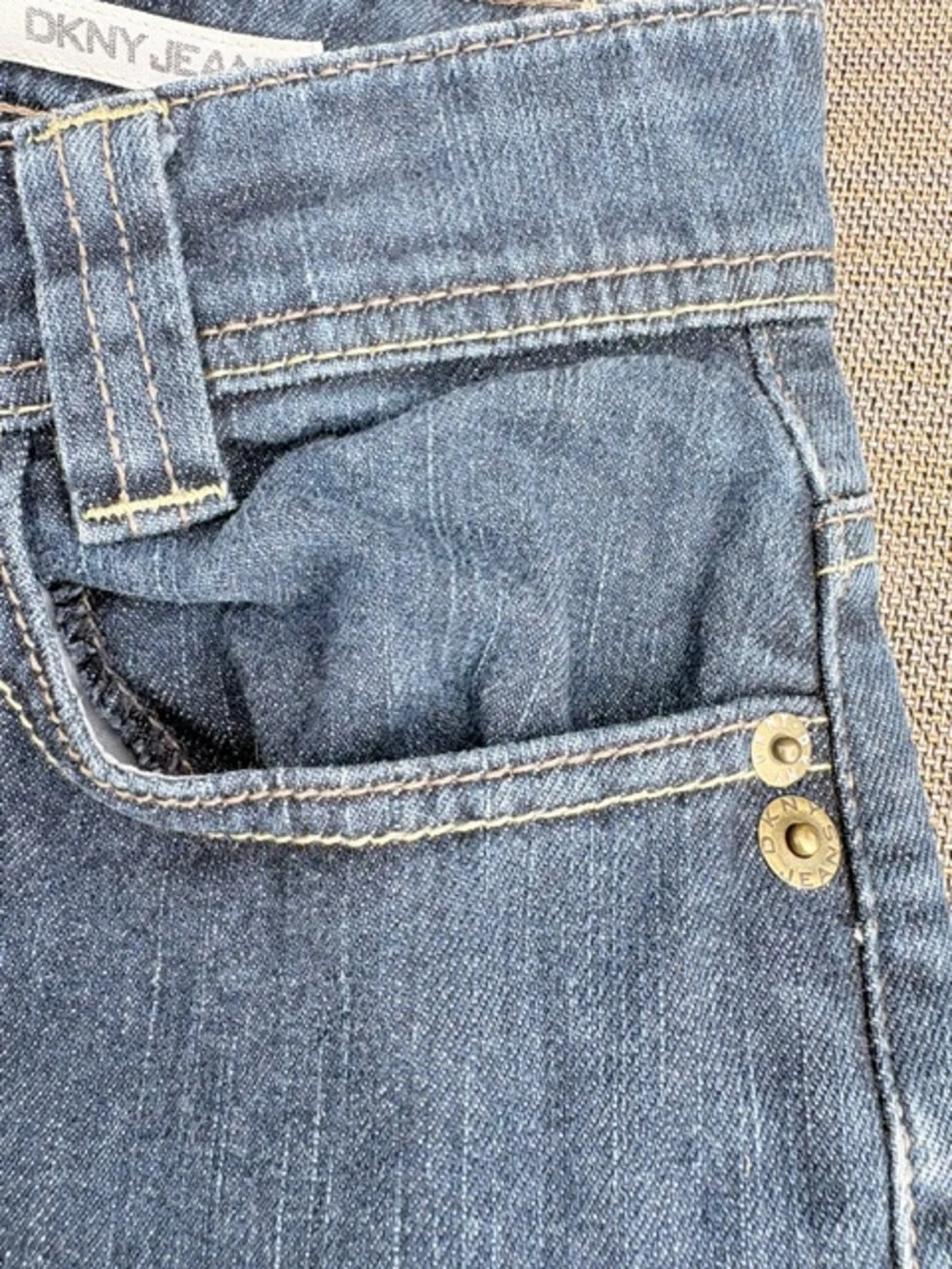 Y2K DKNY Dark Blue Denim Jeans Wide Leg excellent condition womens size 4 HEMMED